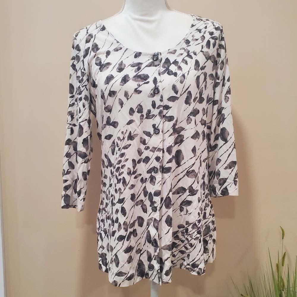 J.Jill floral cotton blend botton up top - Picture 5 of 8